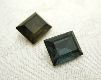 2pcs Vintage Glass Baguette Jewels 12x10mm Rectangle