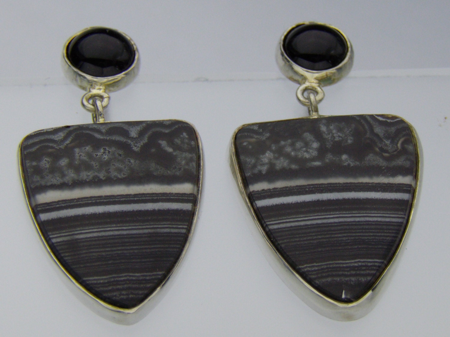 Black Onyx and Psilomolene Earrings