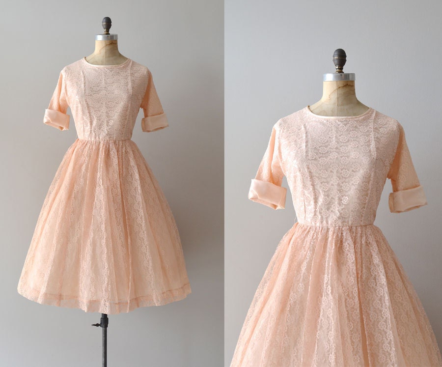 1950s dress / lace 50s dress / Bougeotte lace dress