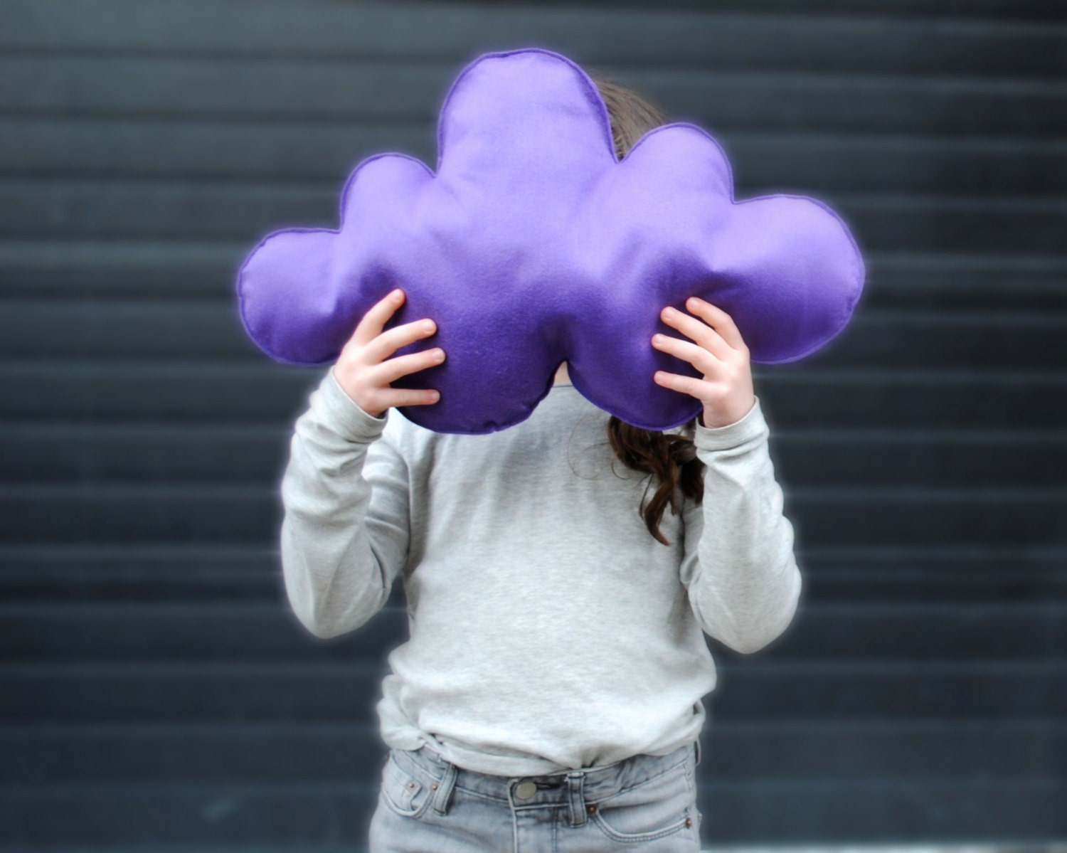 Purple Rain Cloud Pillow Plush Wool Cushion - Spring Kids Bedroom Decor Accent Pillow - Baby Dreamy Decoration