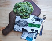 Marimekko Cloth Napkins SET of 5 - Summer Garden Picnic Food Napkins - Modern Table Decor in Black and White (1 only)