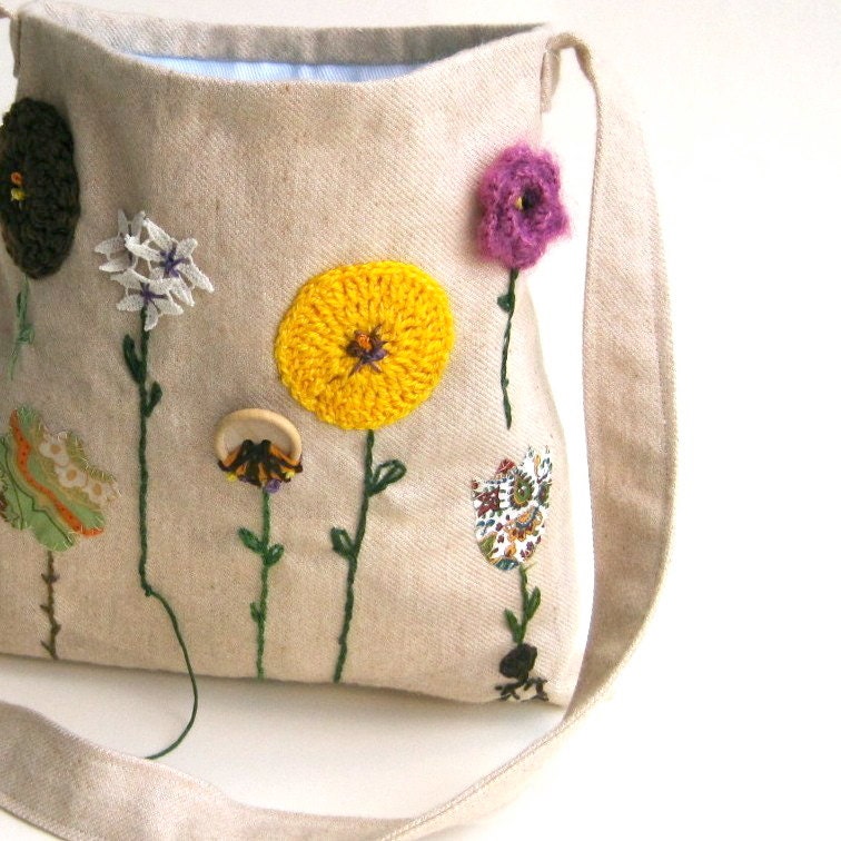 Embroidered Kids Messenger Bag - Cross Body Purse - Toddler Girls Bag with Flowers - Hope in the Autumn