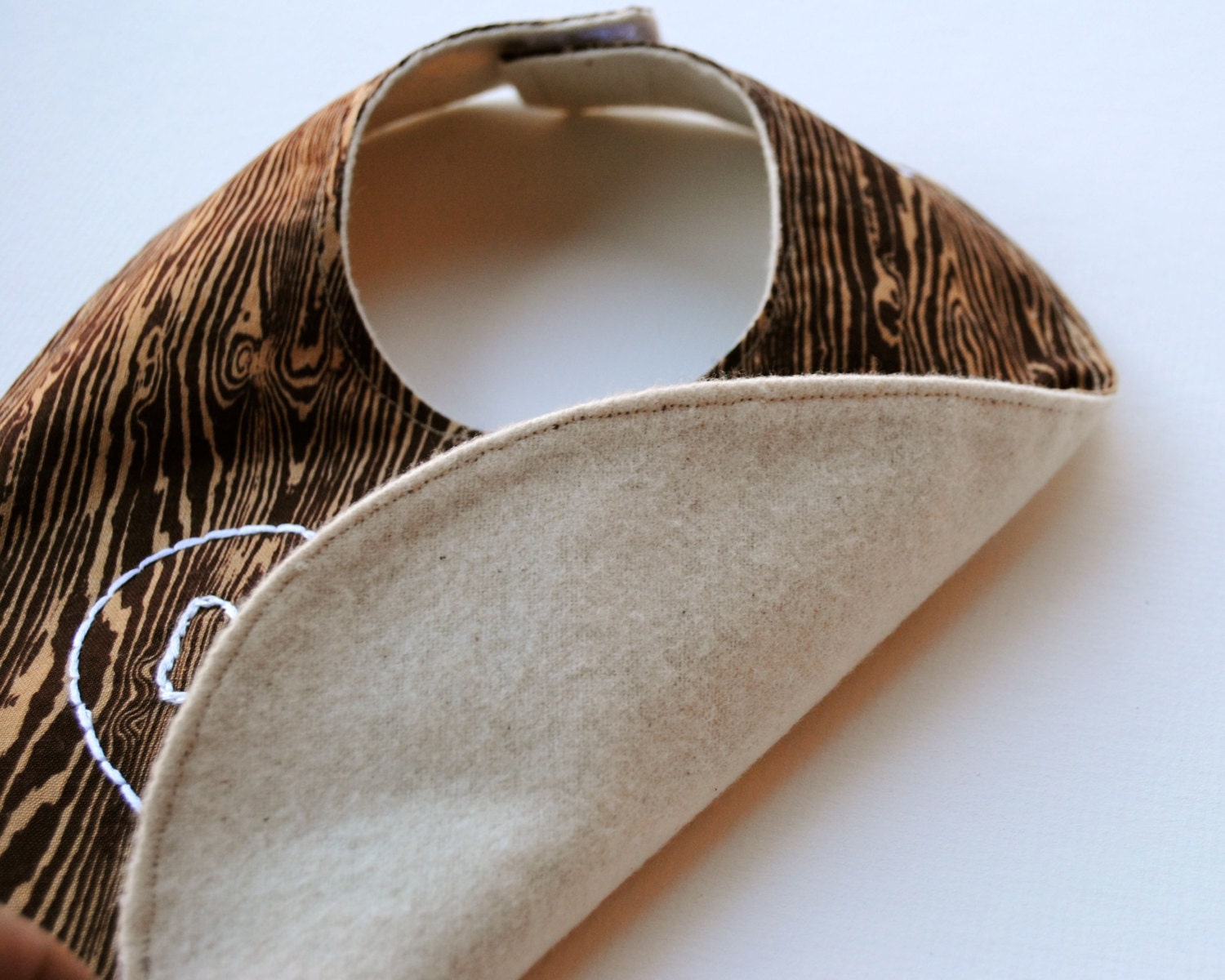 AS SEEN In the Huffington Post The Family Tree Bib - Personalized Organic Baby Bib - Hand Embroidered Initials - Brown Woodgrain