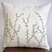 Pussy Willow Throw Pillow Cover, Decorative Pillow Cover, Cream Pillow Fresh Green Floral Embroidery, Pillow Accent, Pillow Case 18 x 18