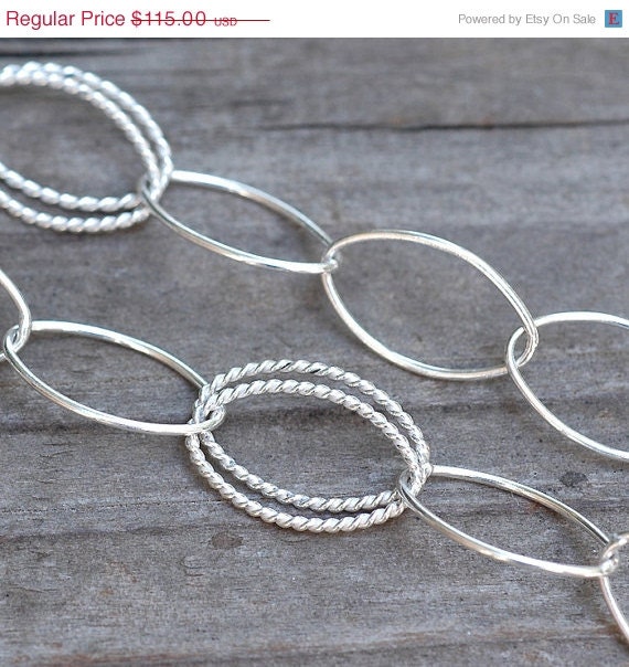 ON SALE Wholesale DEAL - 5 Feet Sterling Silver Chain Bulk Jewelry chain Large oval links 15 x 9  - double twisted wire & smooth wire eye s