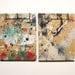Pair of Masculine Mini Sketchbooks - Recycled Materials - Painted Brown Paper Bag Covers - Stab Bound