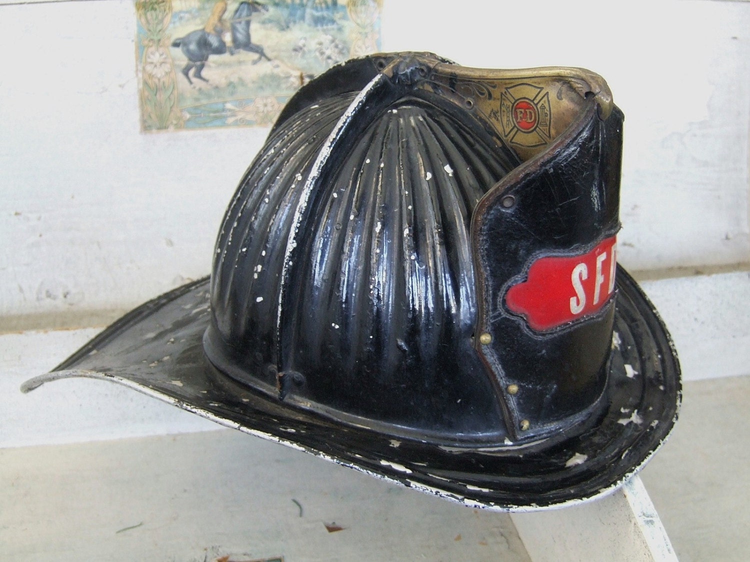 RESERVED Antique Fire Helmet CAIRNS & Brother by walkbymoonlight