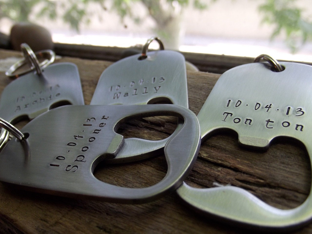 4 Grooms men Set,  custom Stainless steel bottle opener keychains