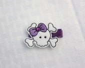 Skull 'n Bows Clippie, White, Black, and Purple Skull Hair Clip