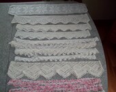 Vintage collection of Hand Crocheted Trims Lot of 14