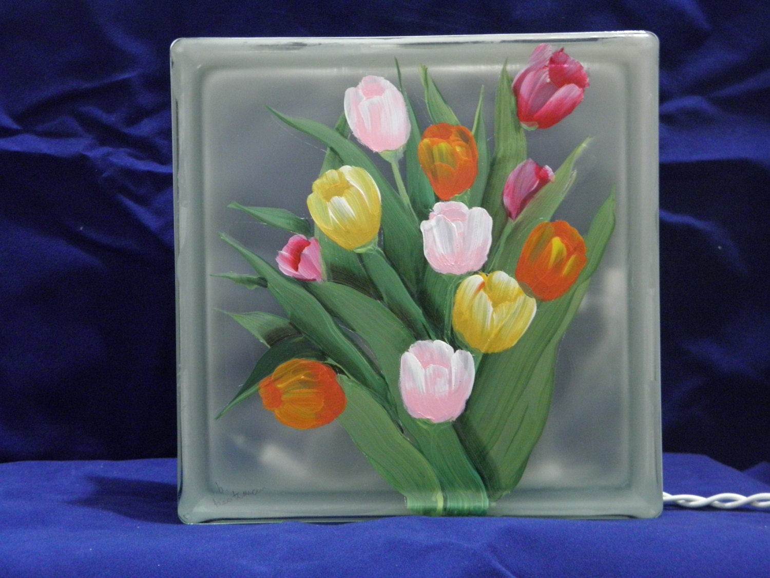 blocks glass crafts painted tole glass  block painting