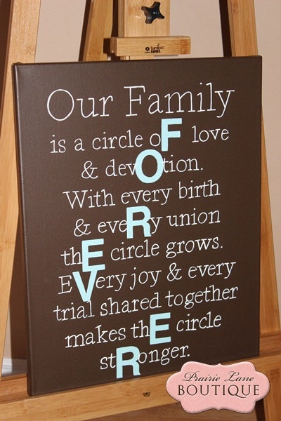 Our FAMILY is a circle of love, 16x20 handpainted canvas WA05