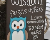 Words of Wisdom Owl Inspired 11" x 14" hand painted canvas