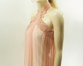 Vintage 60s Formal Dress Grecian Sheer Blush Long Gorgeous / xs