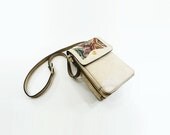 Vintage Tapestry Off White Purse 1980s Organizer / Wallet