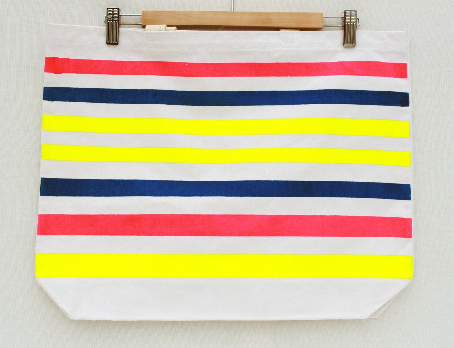 Yipes - neon stripe recycled grocery, shopping, everyday tote