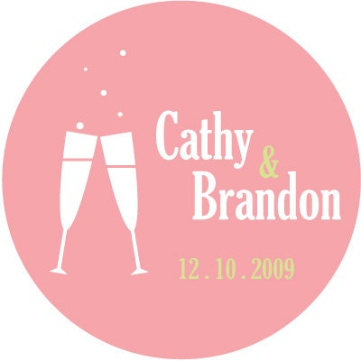 100 Custom Wedding Stickers - Cheers WE004CI