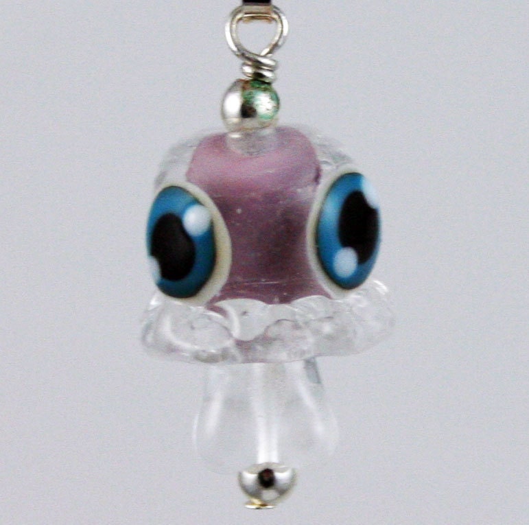 Adorable Purple Jellyfish Lampworked Glass Necklace