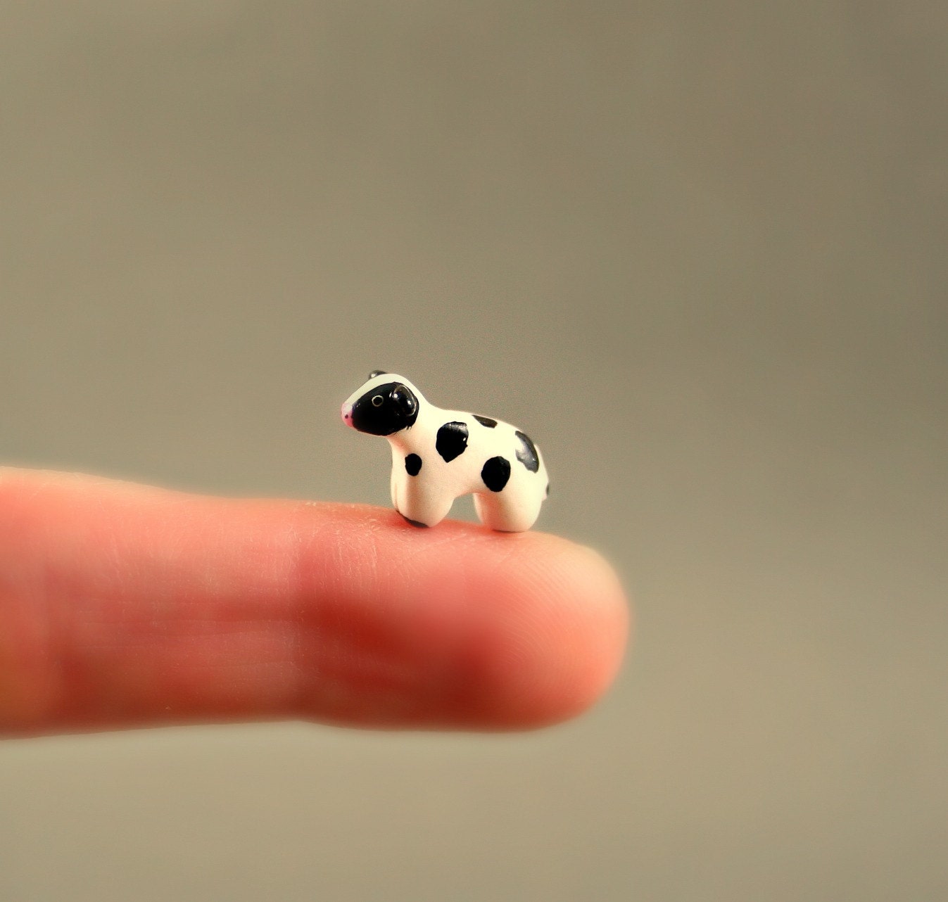 Micro Cow - Hand Sculpted Miniature Polymer Clay Animal