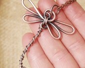 Dragonfly Necklace. Copper Dragonfly. Wire Wrapped. Copper. Oxidized. Wire Jewelry
