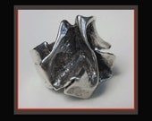 American Modernist Silversmith John Lewis Folded and Crumpled Organic Ring,1970s,Vintage Jewelry,Unisex