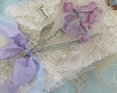 Mixed Media Art Tag Shabby Lace Tag With with Iris