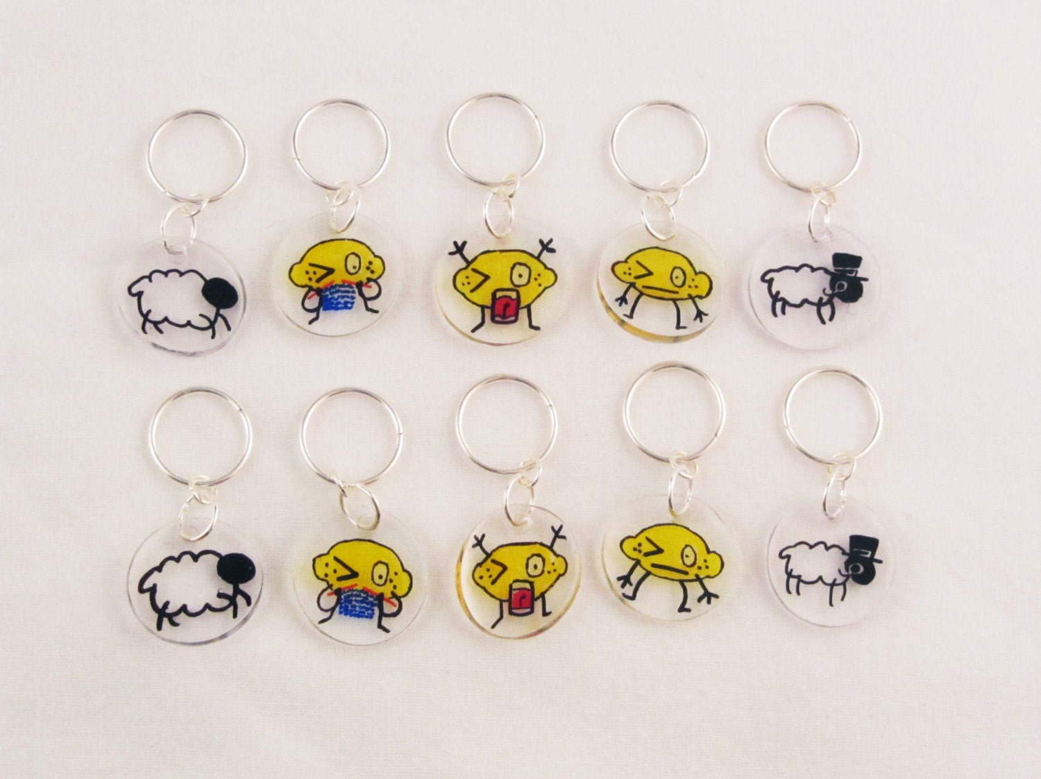 Lemon and Sheep Stitch Markers