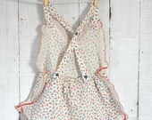 Antique Feedsack, Dotted Swiss and Rick Rack Romper - Approx. Size 18 Months