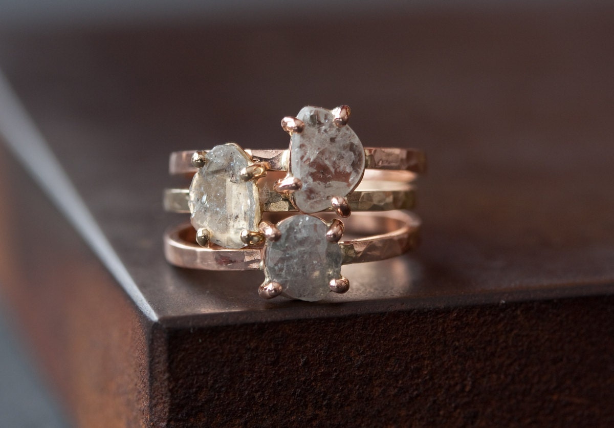 Natural Diamond Slice Ring in 14kt Rose Gold