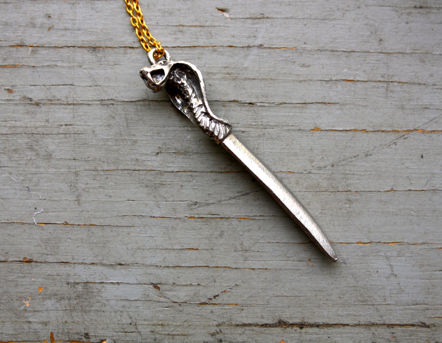 Cobra Knife Handcast Pewter Pendent Necklace