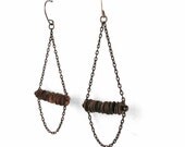 rustic earthy copper chandelier earring with oxidized finish . handmade . free shipping domestic