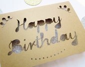 Sparkling Happy Birthday Paper Cut Card - silver