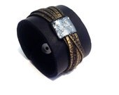 Leather cuff bracelet. "Casual Elegance" collection. Leather jewelry