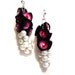 Oversize dangle leather earrings with beads Leather jewelry "Pods" collection