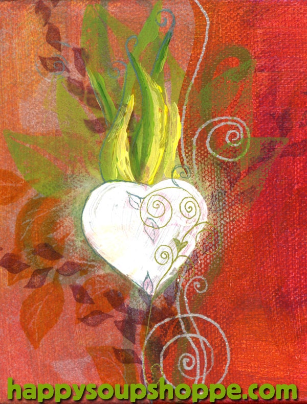 Hearts and Vines 5x7 giclee art print Valentines