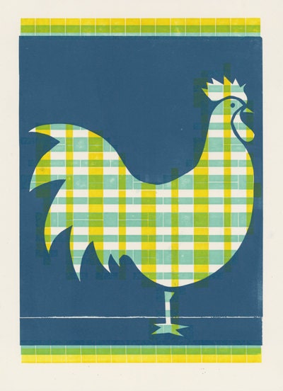 Plaid Rooster (Blue)