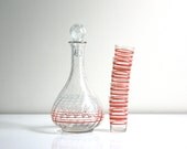 Depression Glass Barware Set with Decanter and Shot Glasses