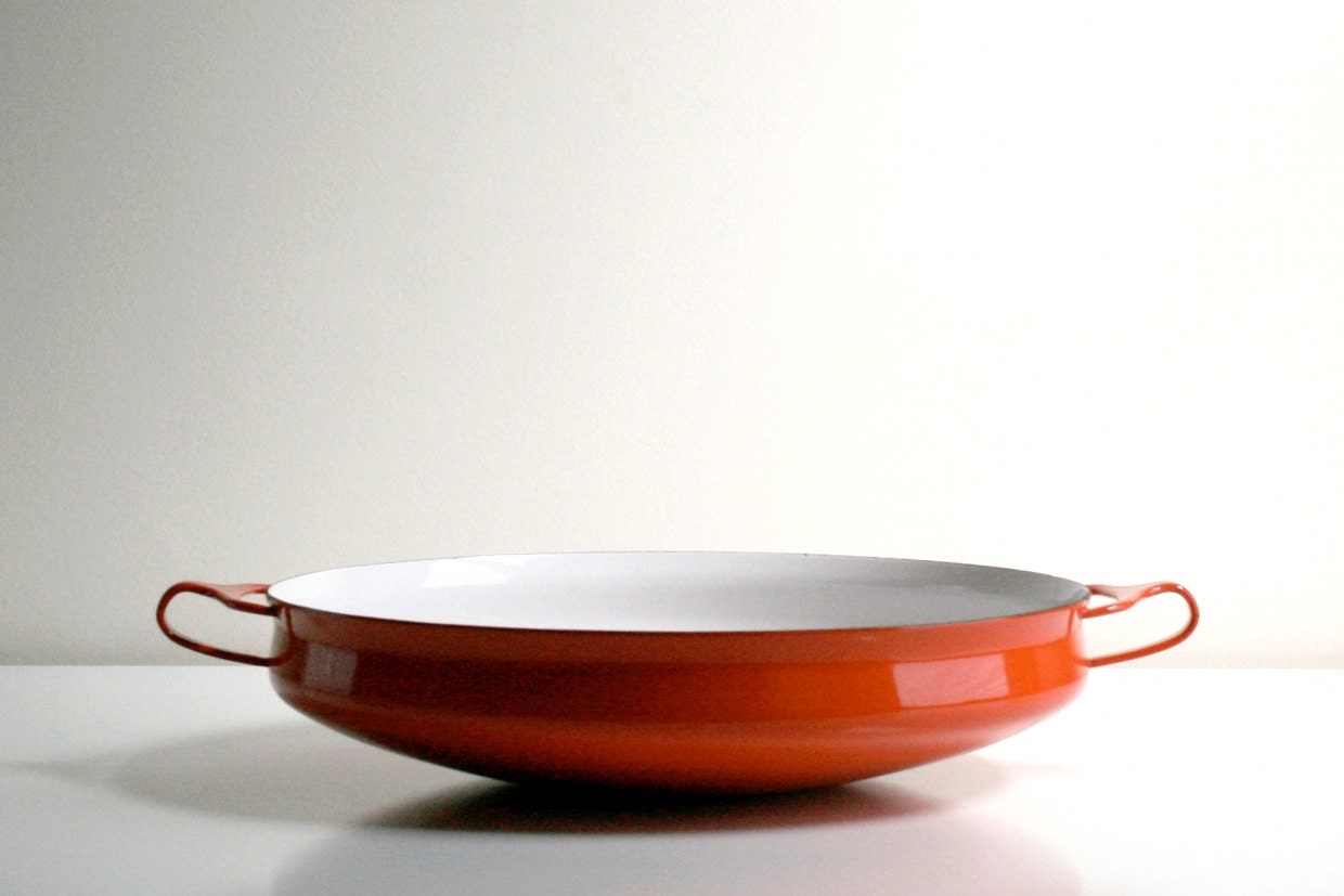 Vintage Red Dansk Kobenstyle Enamel Paella Pan