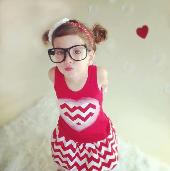 Valentines Day....Childrens Clothing.... Girls skirt Chevron and Tulle Skirt with Tulle Heart Tank or Tee .. perfect for photos....handmade