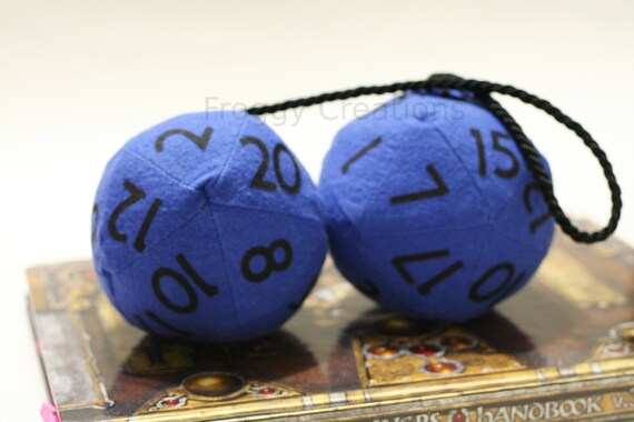 Blue D20 Hanging Rearview Mirror Hanging Dice by DiceBagChick