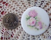 Cameo Gorgeous Pink Roses Porcelain Decal 1 1/2" ECS