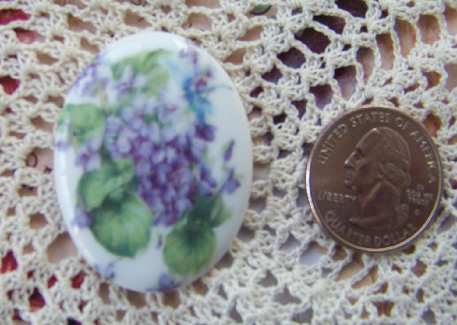 Cameo Beautiful Violets with DragonFly Porcelain Fired 40x30 Decal ECS