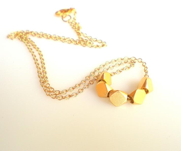 Gold Nuggets Necklace, Geometric Necklace, Simple Necklace, Minimalist Necklace