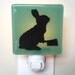 Rabbit Night Light - Hand Painted Glass Night Light - Bunny with a Meat Cleaver - Humor - Sea Green