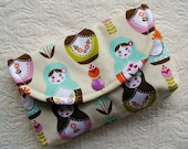 Large Snap Pouch ...Little Matryoshka in Cream