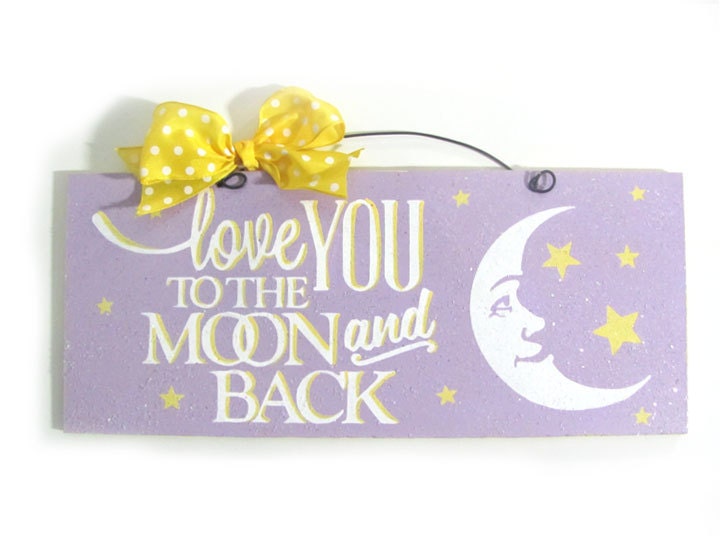 Love you to the moon and back sign. Stars and moon with glitter.