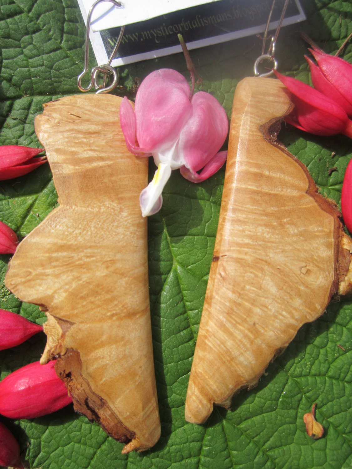 Long  dangly Birdseye Maple Wood Earrings- Reclaimed Wood Earrings...71