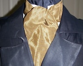 Ascot or Carvat Black and gold stripe silky fabric 4" x 50" Mens Historial Bow Tie, Cravats
