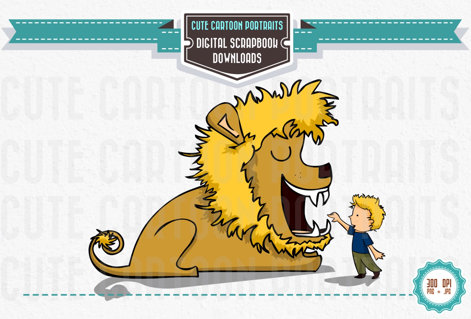 Instant Download - Lion and Boy - Clip Art Collage Sheet