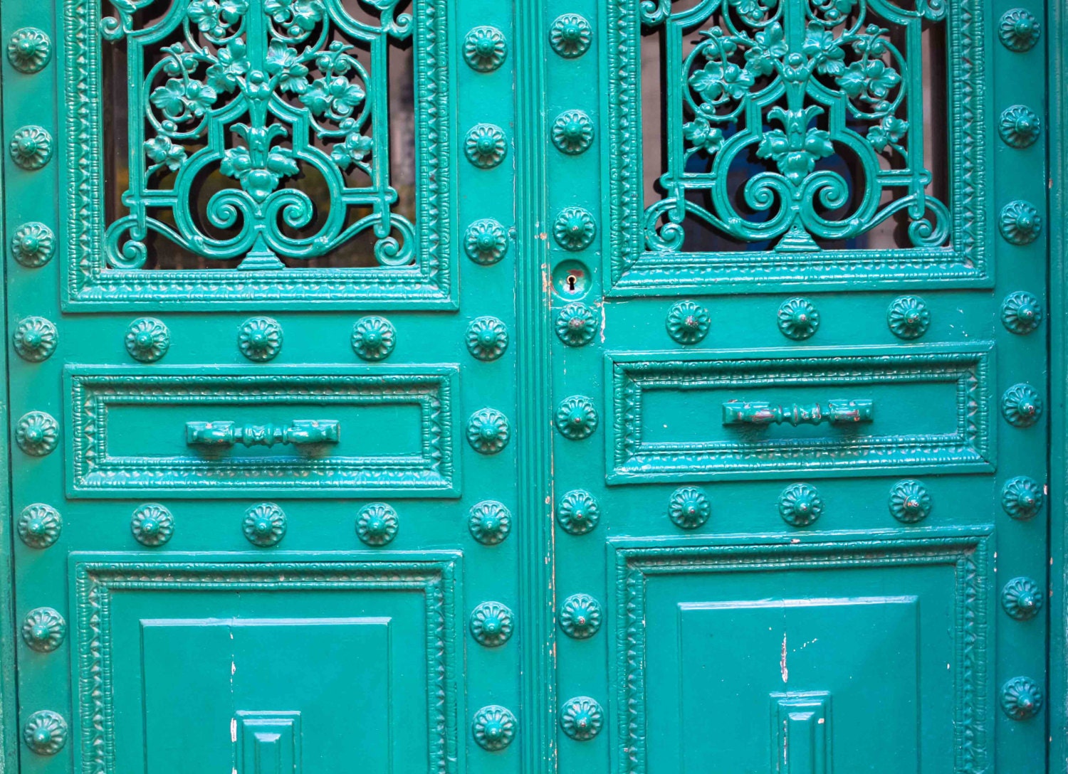 Paris Photography - Teal blue green - Doors in Paris, France 8x10 Photograph - French Home Decor - Paris Doors